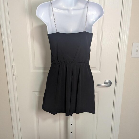 Topshop Black Spaghetti Strap Romper Playsuit- Size 2 - Picture 4 of 5